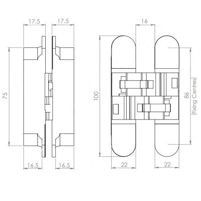 Light Duty 3D Adjustable Concealed Hinge - 40kg Max Load Bearing